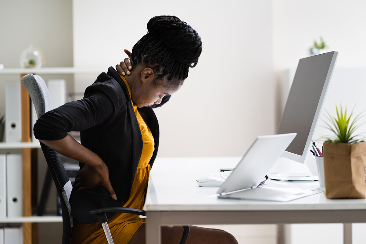 Back Pain Bad Posture Woman Sitting